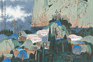 湖山消暑-山水-纸本设色-137-69cm